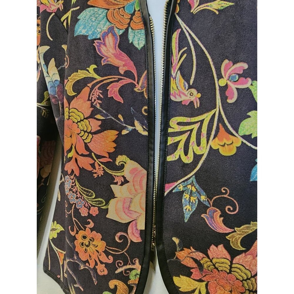 Lauren Hansen Blazer Jacket Women Medium Colorful Floral Zip Art Festival - Picture 3 of 11